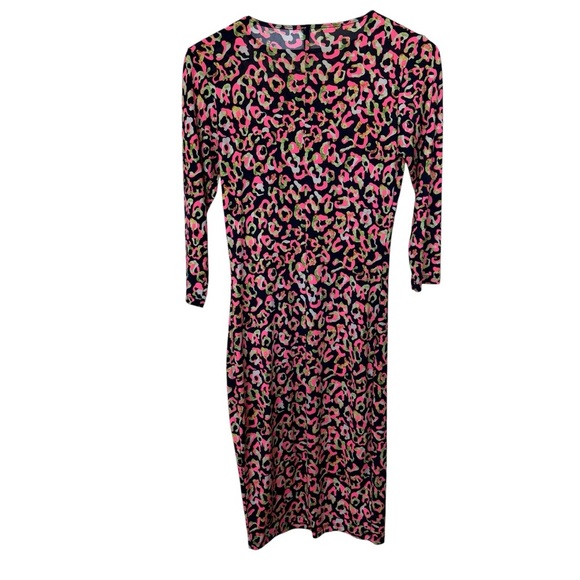 GoodTime USA Women's Navy Pink Leopard Print Knee Length Dress M Party/Cocktail - Picture 7 of 9